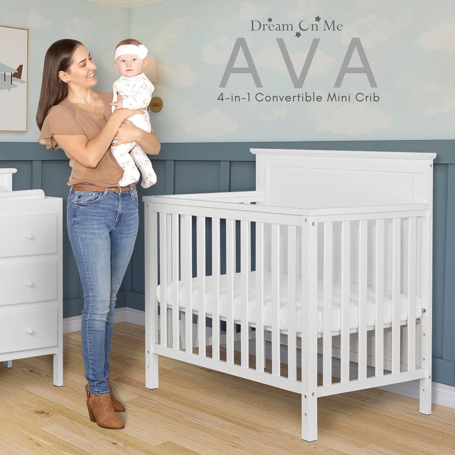 Dream On Me Ava 4-in-1 Convertible Mini Crib