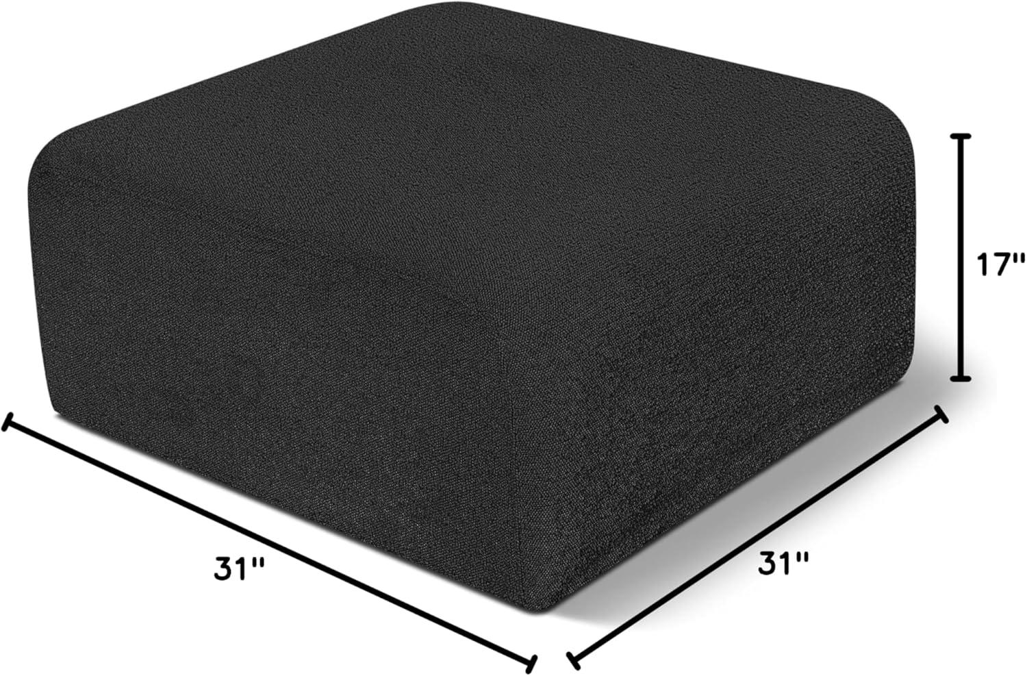 Meridian Furniture Arc Black Boucle Fabric Ottoman