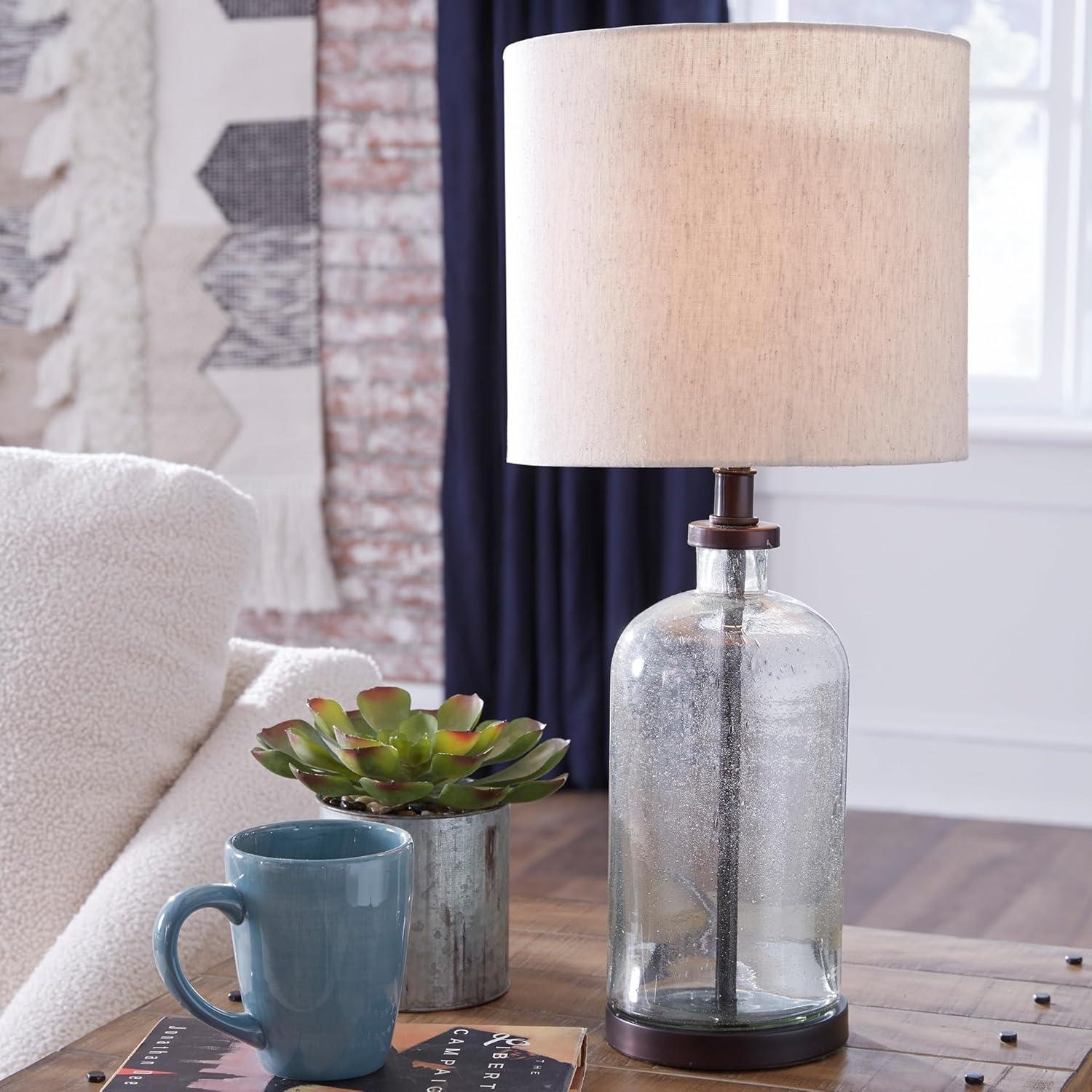 Signature Design by Ashley Bandile Table Lamp Clear/Bronze: Modern Accent, Polyester Shade, UL Listed