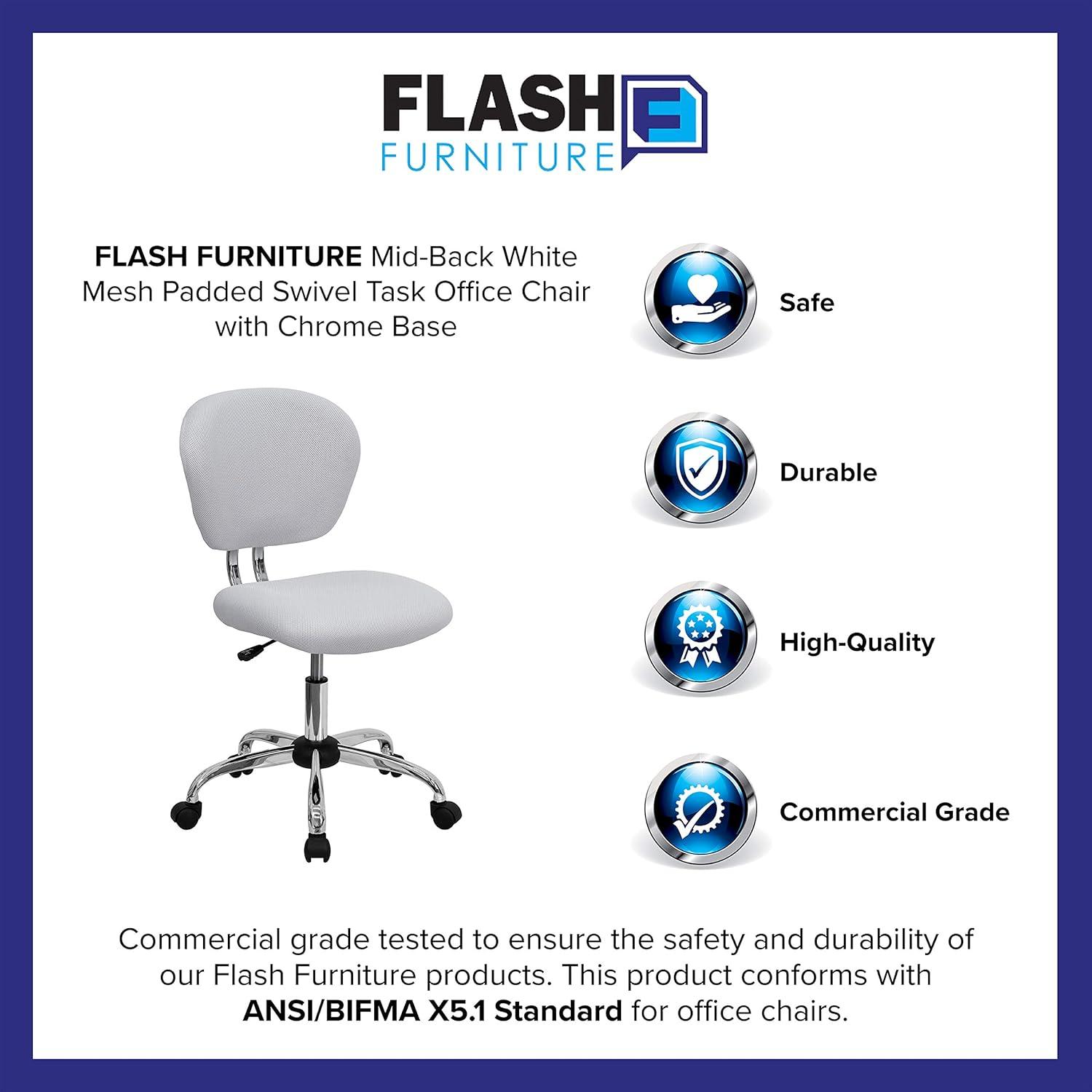 Flash Furniture Beverly Mid-Back Swivel Mesh Office Chair with Padded Seat by Flash Furniture | Wayfair