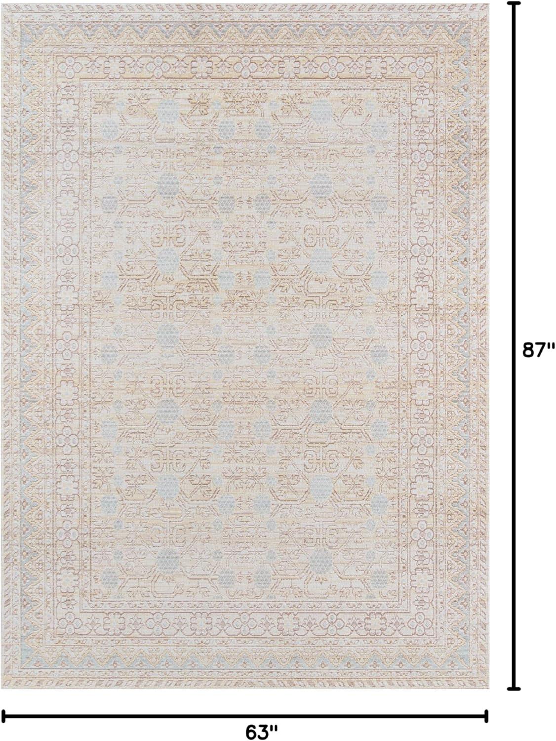 5'3"x7'3" Floral Loomed Area Rug Blue - Momeni: Modern Botanical Design, Low Pile, Indoor Use, Polyester
