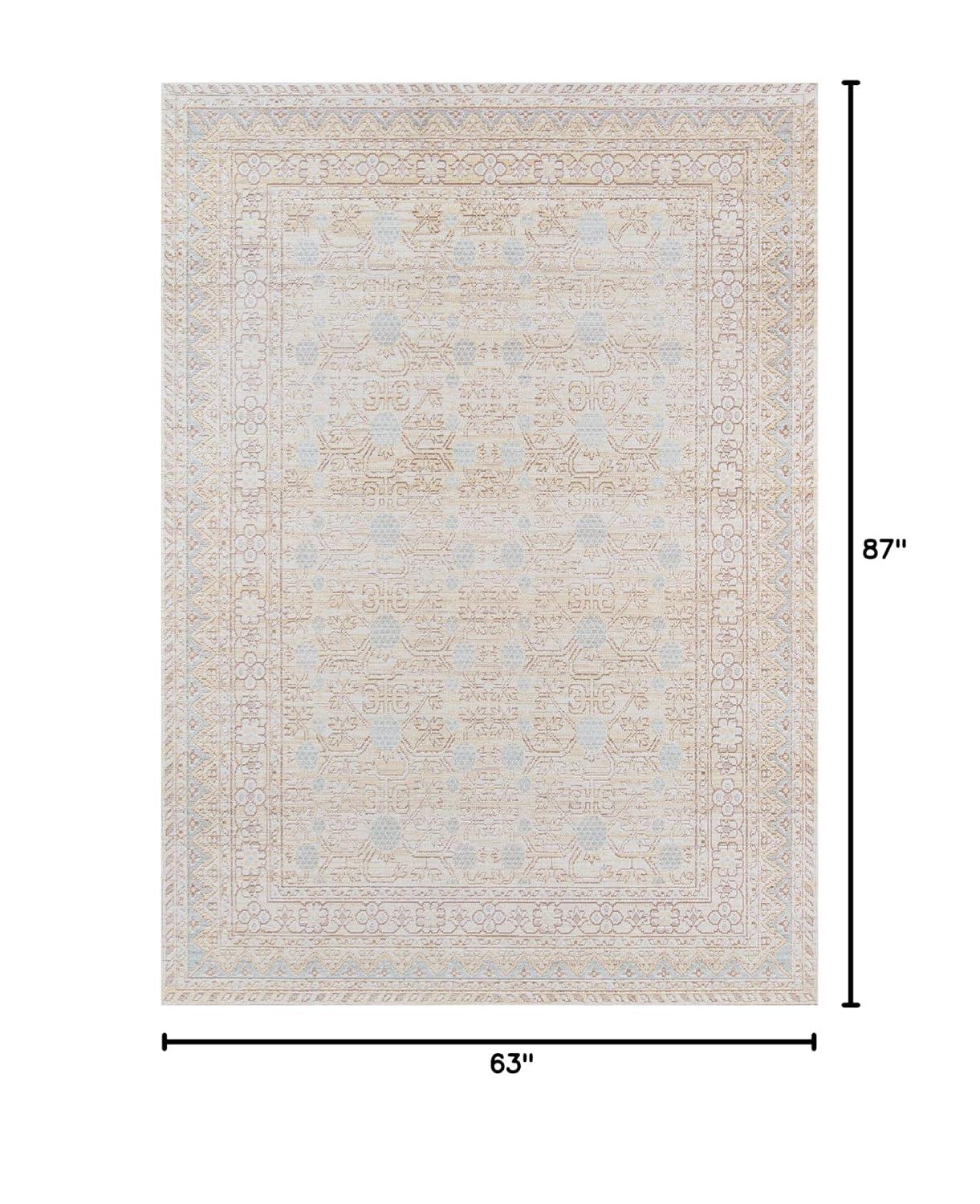 5'3"x7'3" Floral Loomed Area Rug Blue - Momeni: Modern Botanical Design, Low Pile, Indoor Use, Polyester
