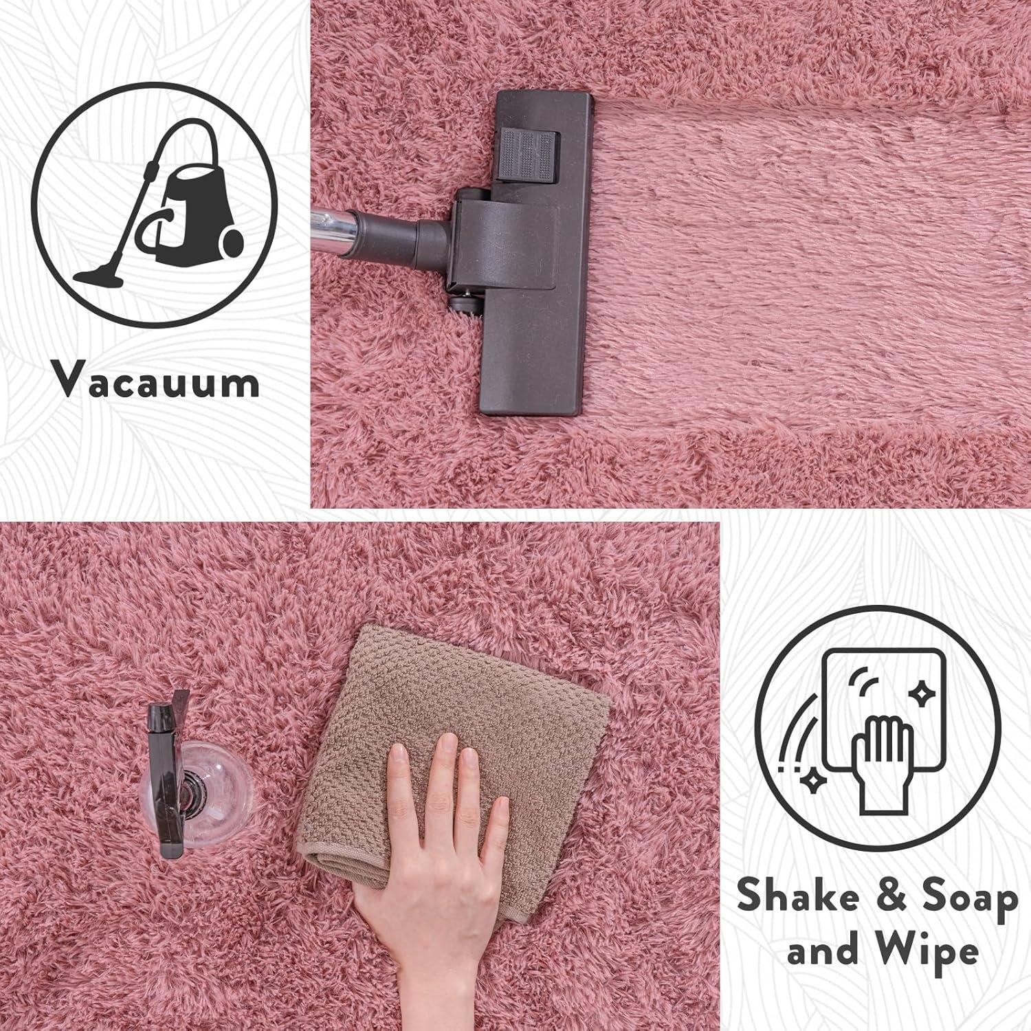 Large Shag Rug 6 x 9 for Living Room, Fluffy Blush Pink Area Rug for Girls Kids Bedroom, Soft Fuzzy Plush Throw Carpet, Non Slip Modern Indoor Shaggy Rug for Home Decor Aesthetic