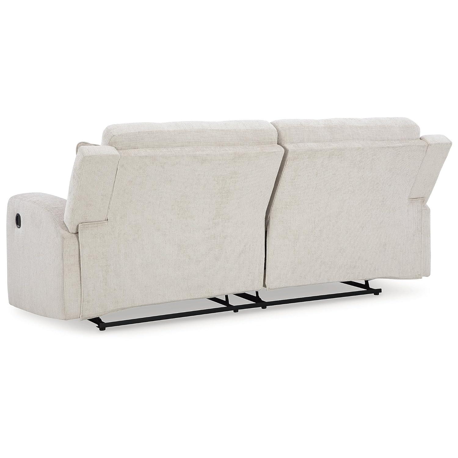 Stone Gray Tufted Fabric Manual Reclining Sofa with Track Arms