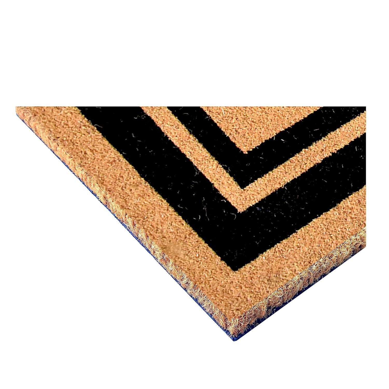 24 x 36 in. Black Border Monogram Rectangular Doormat, Natural - Letter L