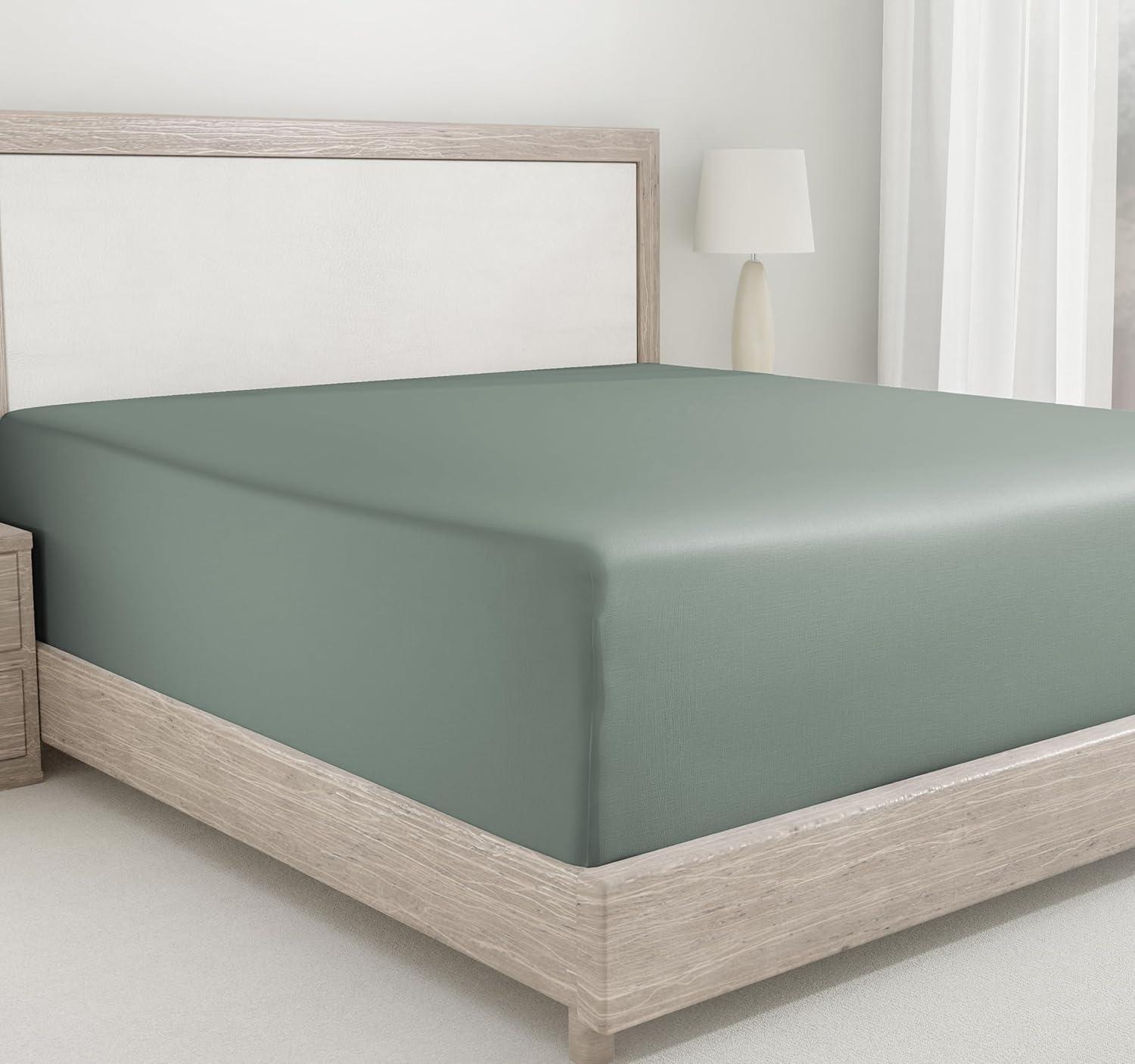 400 Thread Count 100% Cotton Fitted Sheet - California Design Den - Sage Green, King