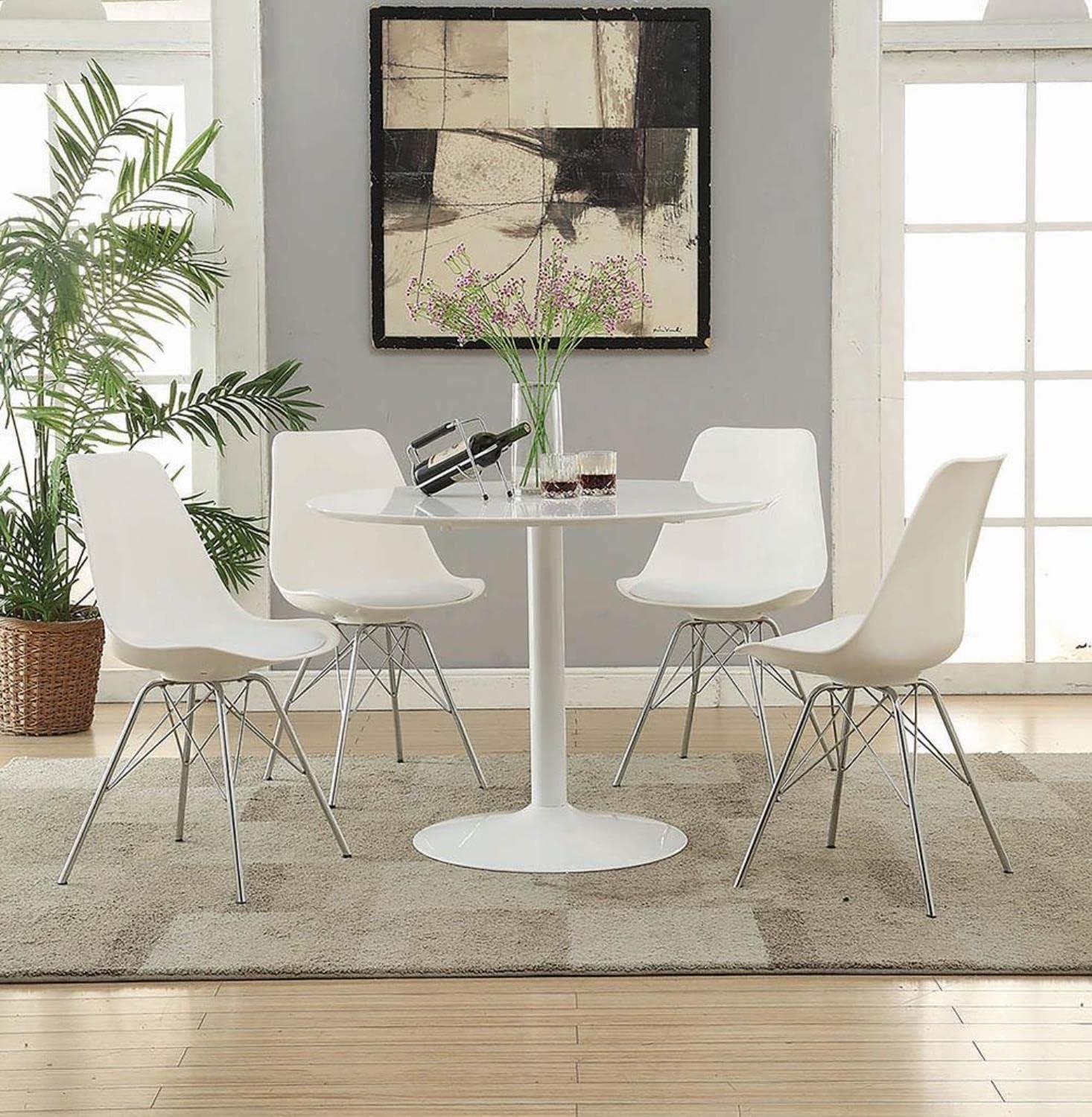 Coaster Armless Faux Leather Dining Chairs in White