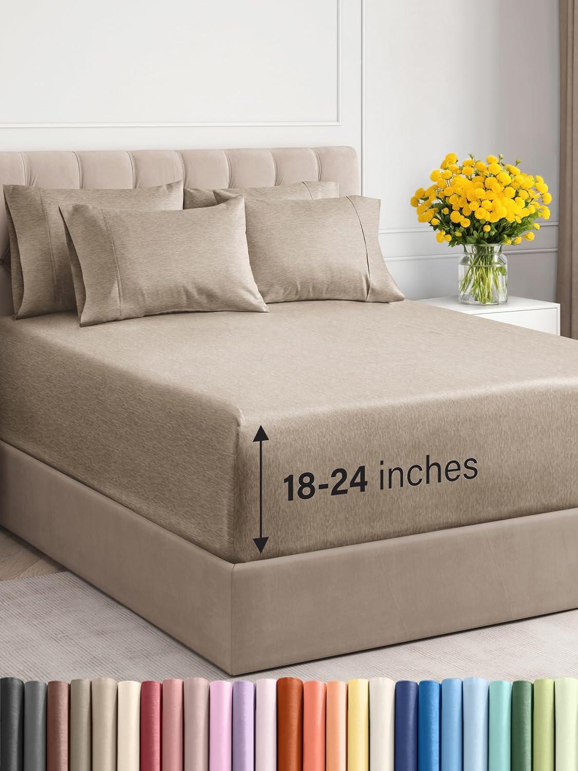 CGK Linens 6 Piece Extra Deep Pocket Ultra Soft & Cooling Sheet Set
