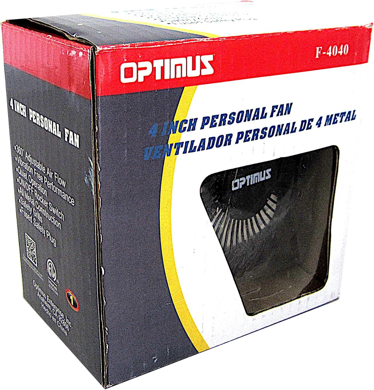 Optimus 4in Personal Metal Fan in Black