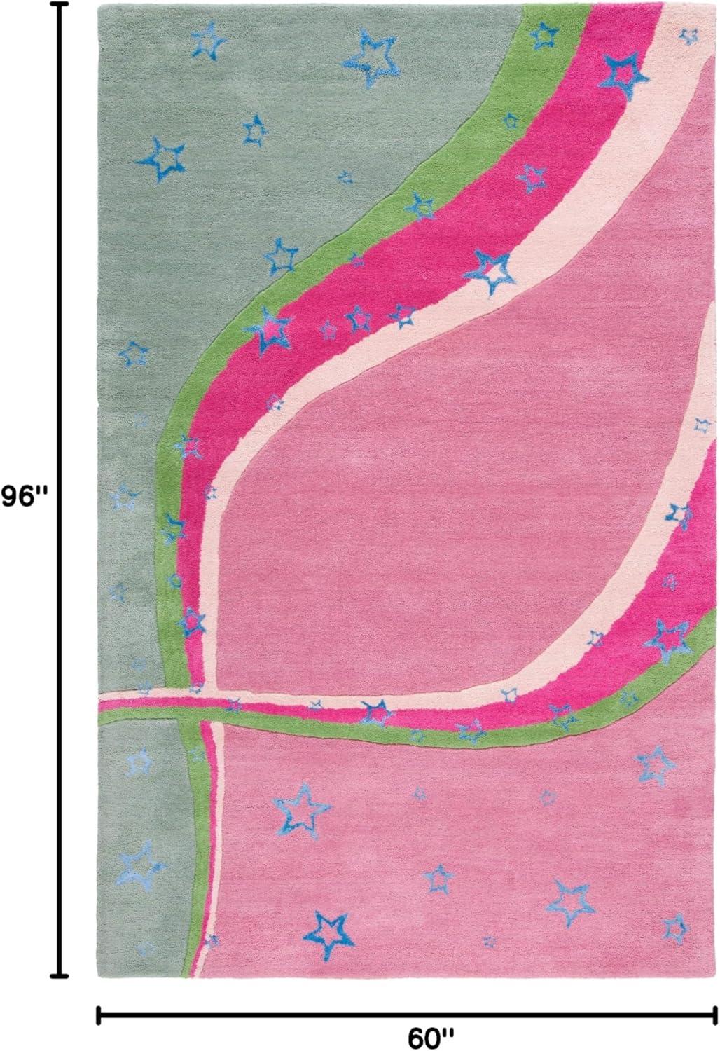 Safavieh Kids SFK338 Hand Tufted Indoor Area Rug - Green/Pink - 5'x8' - Safavieh