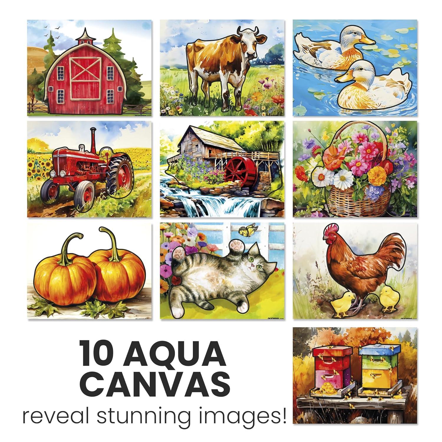 QUOKKA 10PACK Water Painting Dementia Activities for Seniors - Farm Memories - Alzheimers Products for Elderly - Activities for People with Dementia - Crafts for Seniors
