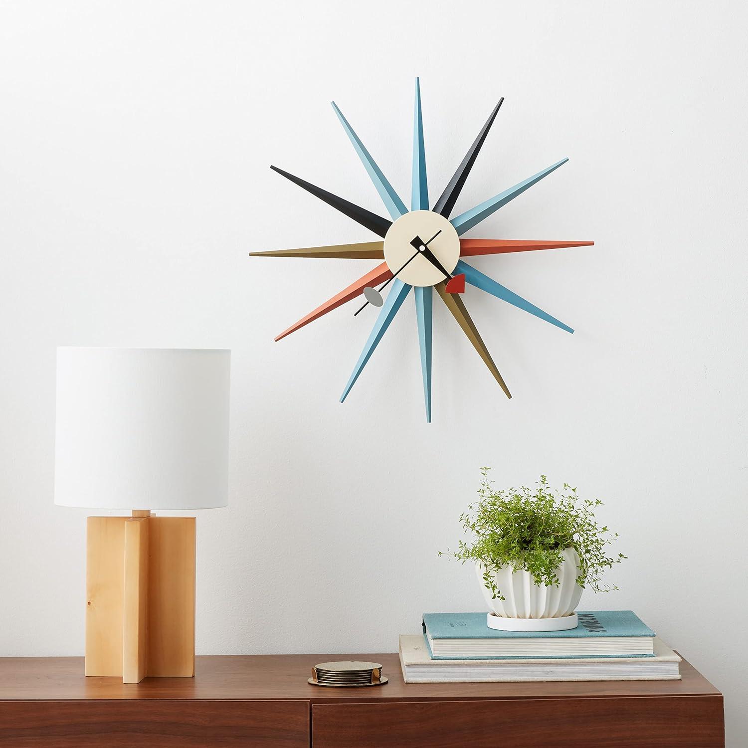 Retro Multi-Color Metal Sunburst Wall Clock