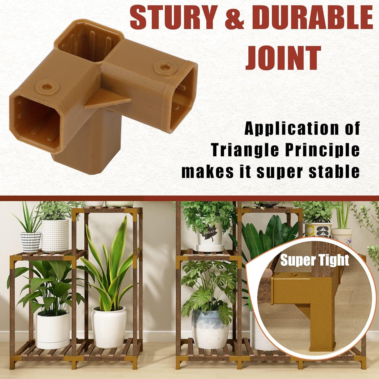 HOMKIRT Plant Stand Indoor Outdoor, 11 Tier Corner Plant Shelf With Upgraded Space For Tall Plants Large Wooden Plant Rack Holder Ladder Plant Organizer For Patio Porch Garden Living Room