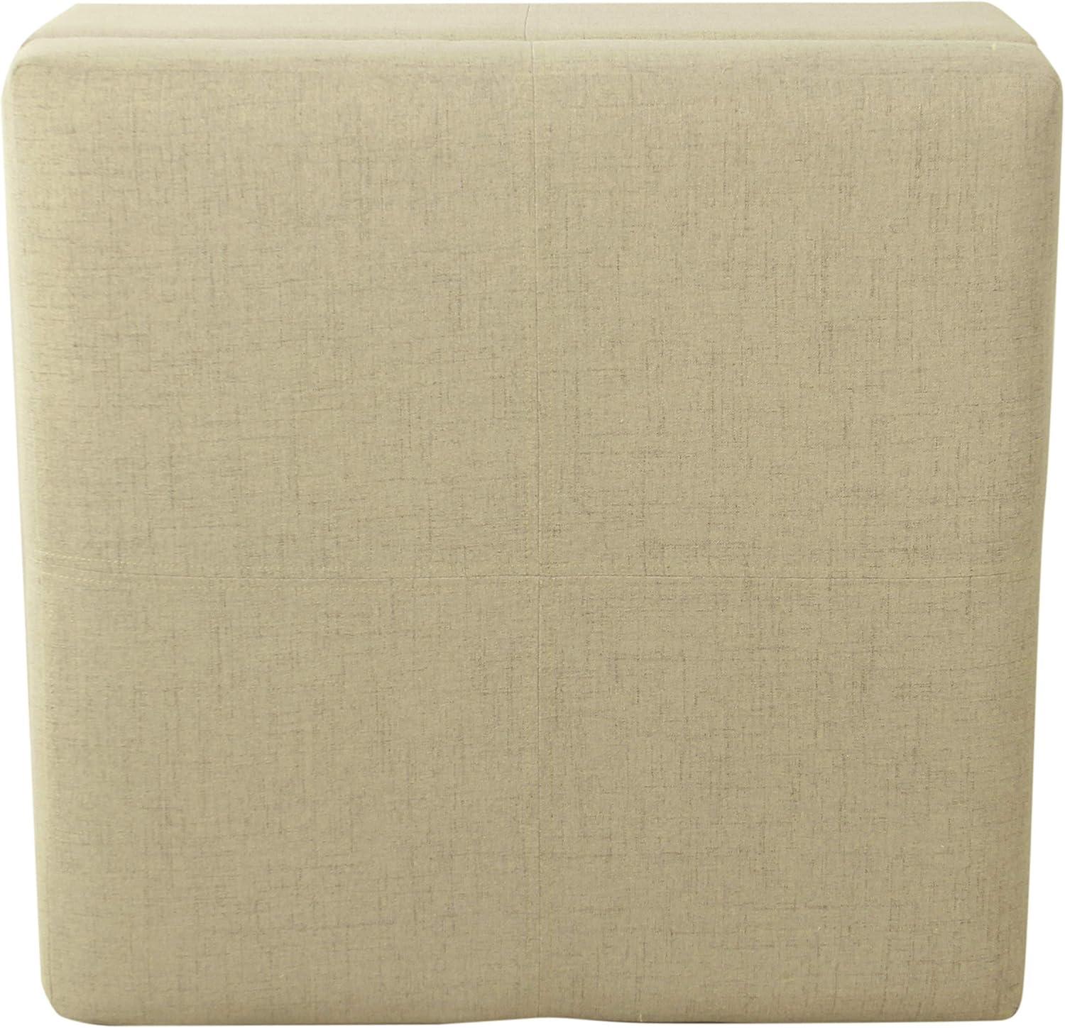 Luxury Large Square Storage Ottoman Tan - HomePop: Linen-Like Upholstery, Wood Legs, Hinged Lid