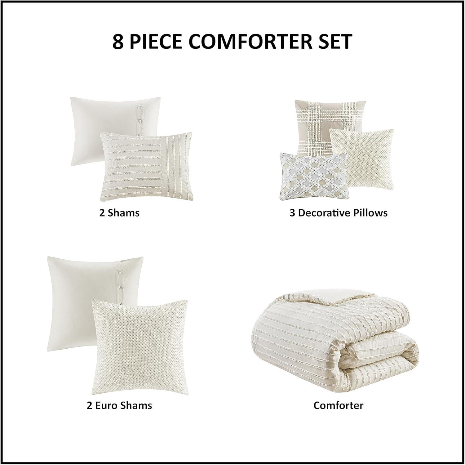 Madison Park Signature Madison Park Signature Essence Oversized Cotton Clipped Jacquard Comforter Set