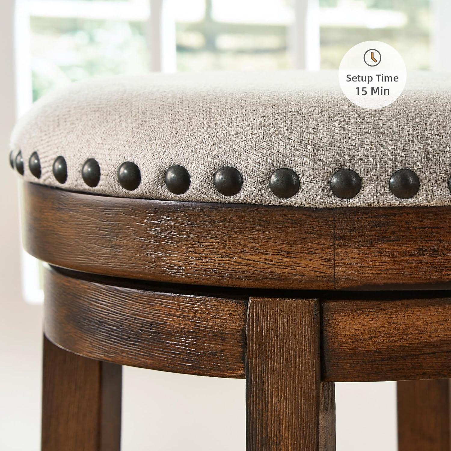 Gracie Oaks Marlar Swivel Upholstered Counter Stool with Solid Wood Frame