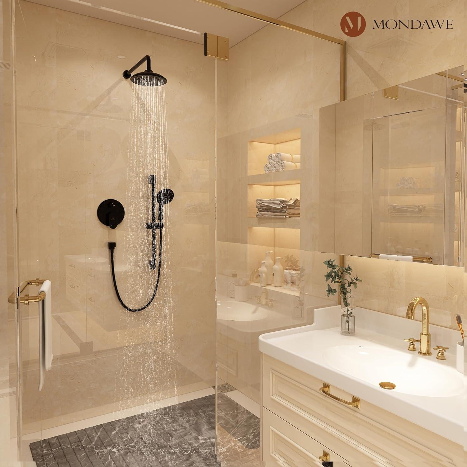 mondawe Calliope Wall Mounted 2-Function Retro Pressure-Balanced Shower System with 3 Setting Handheld MD-A3815-ORB