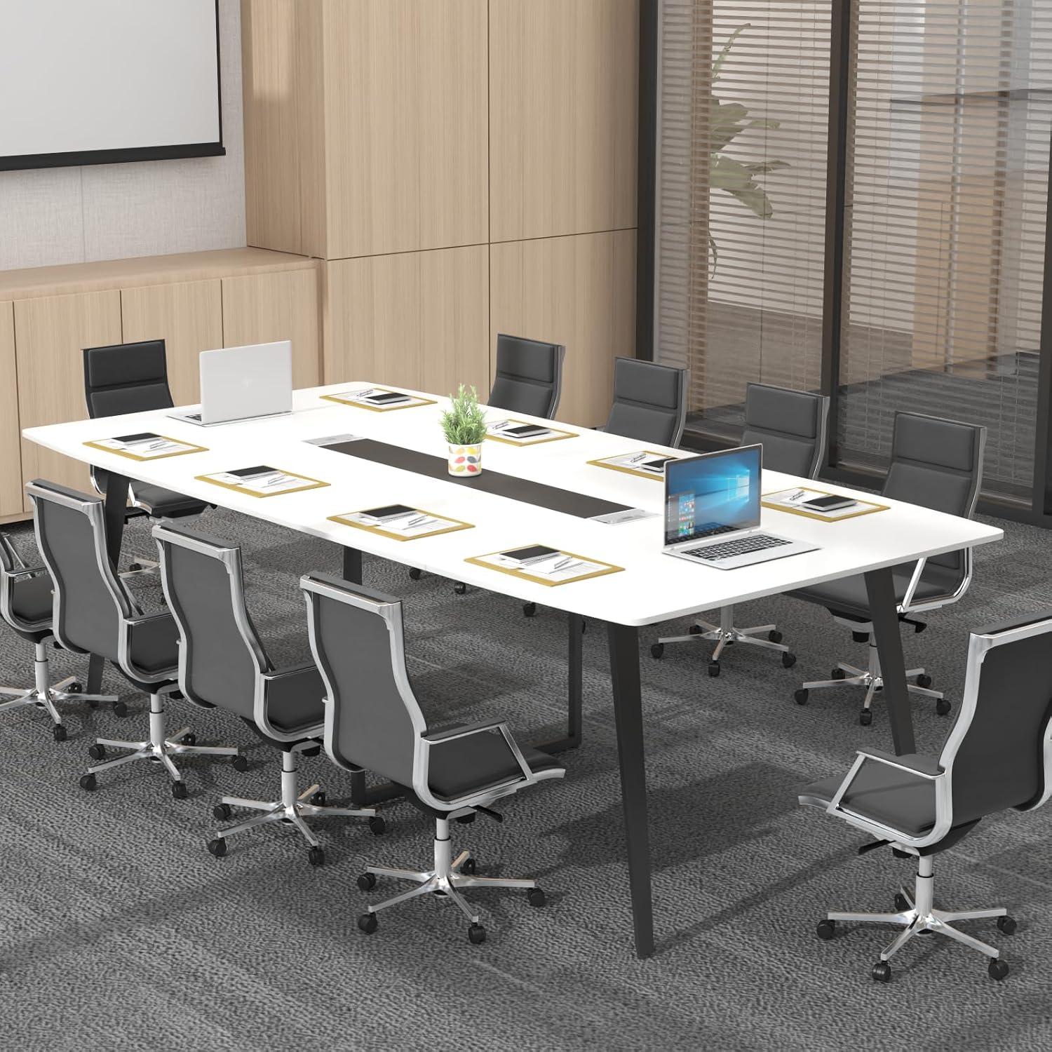 George Oliver Jonti 8 ft Conference Table, 94.49" L X 47.24" W X 29.53" H Meeting Seminar Table With Grommet