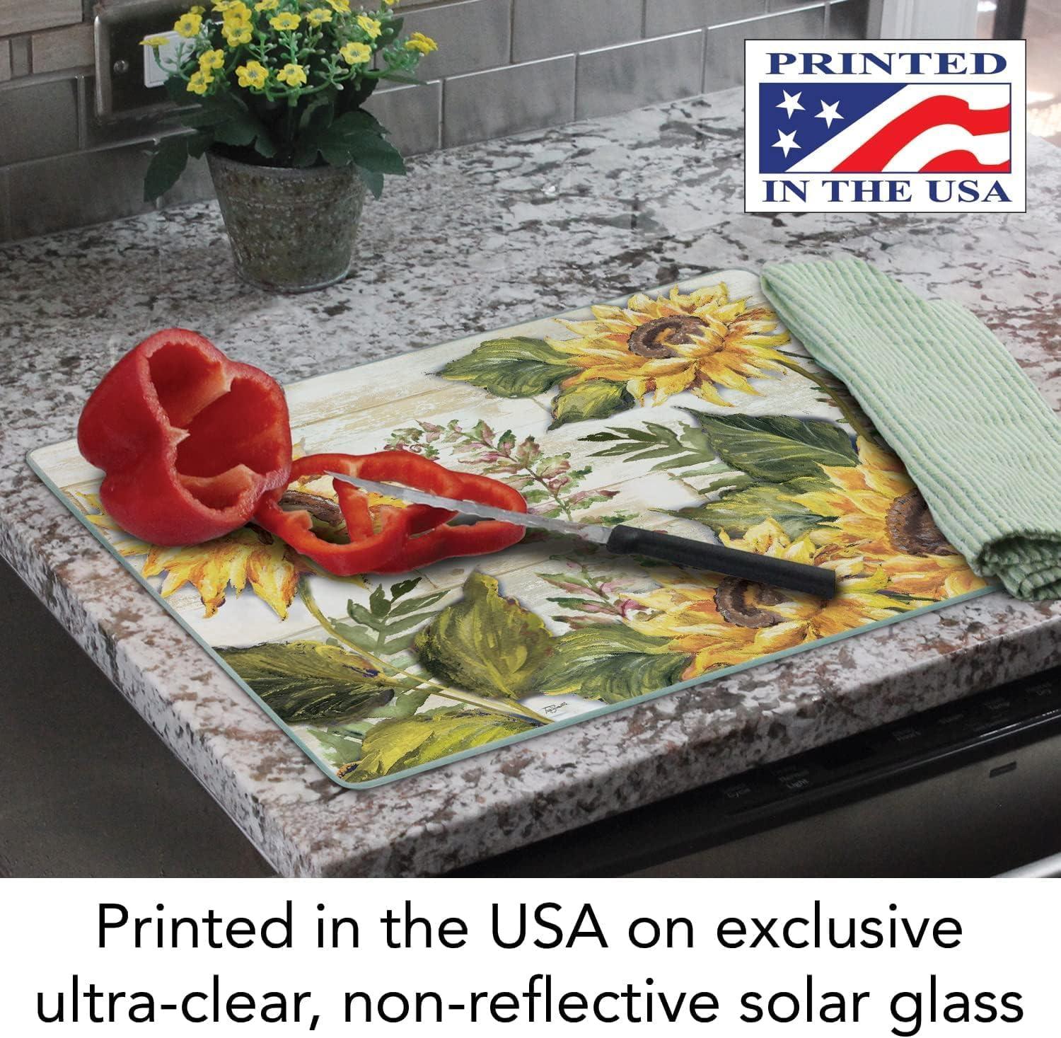 CounterArt Glass Sunflowers Cutting Board