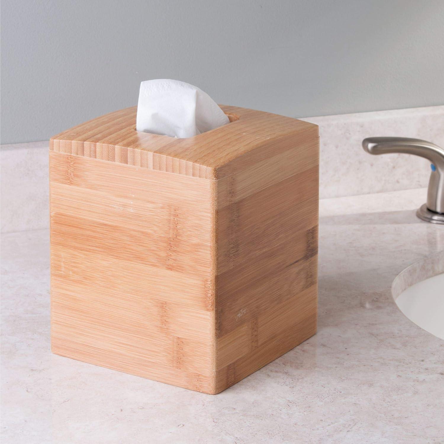 Natural Bamboo Square Tissue Box Cover