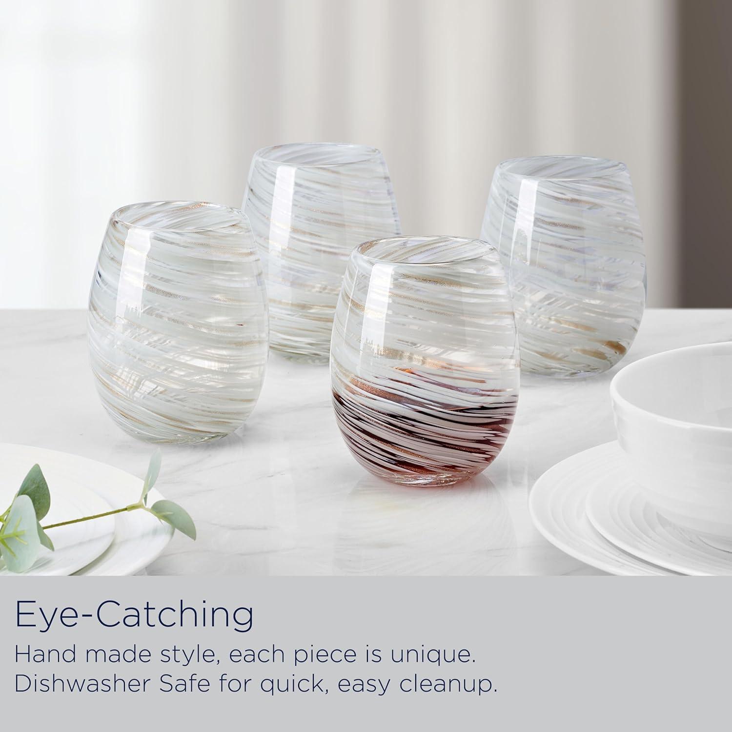 Mikasa Color Swirl 16 oz. Stemless Wine Glasses (Set of 4)