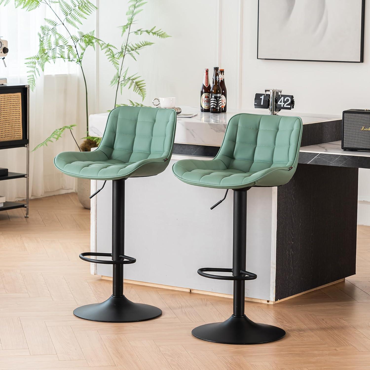 Kidol & Shellder Green Bar Stools Set of 2 Modern Kitchen Island Barstool