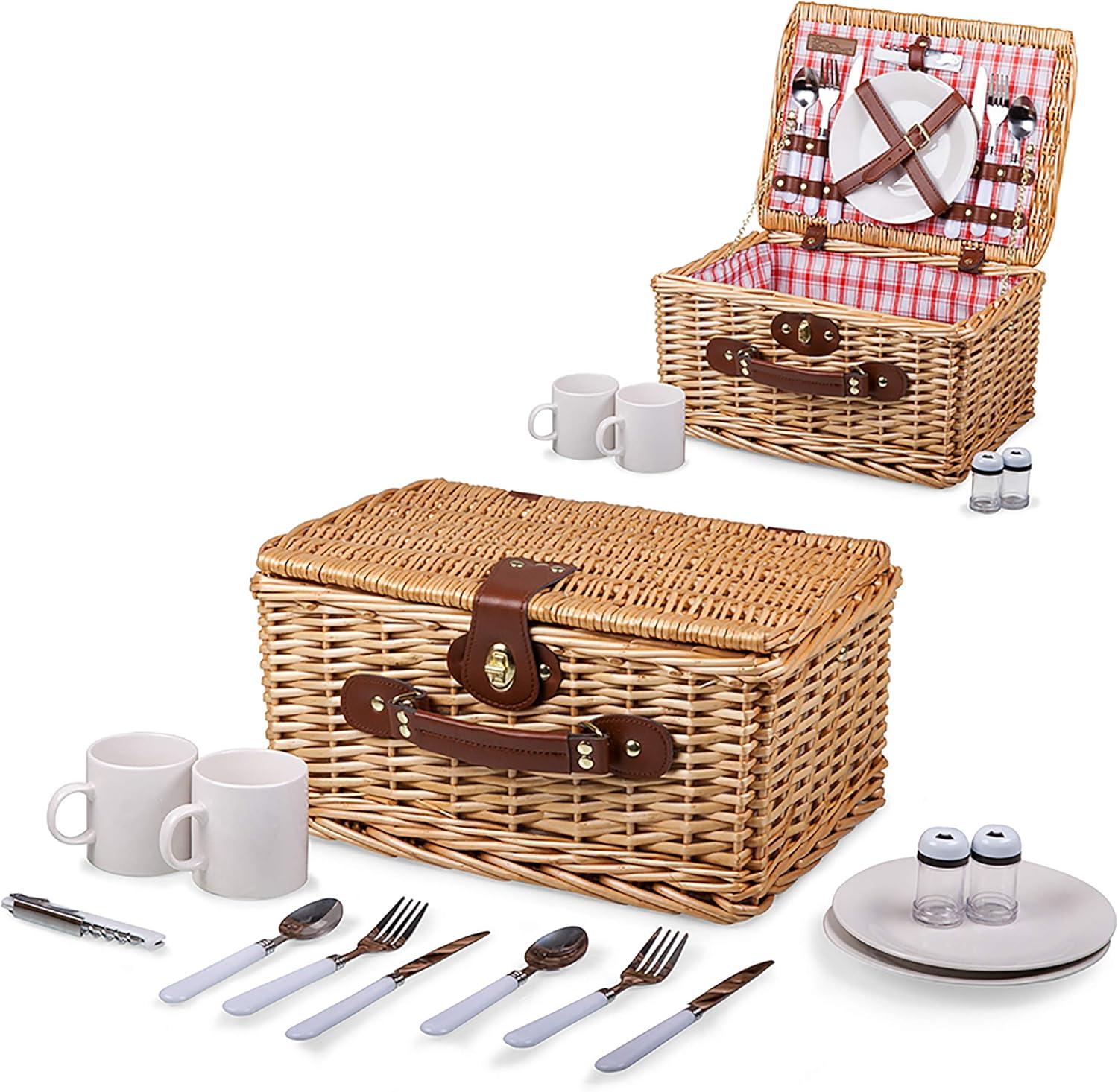 Picnic Time Catalina Wicker Picnic Basket with Picnic