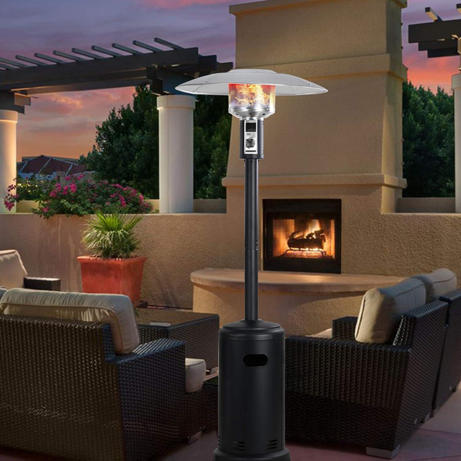 Patio Heater BALI OUTDOORS Outdoors Gas Patio Heaters Tall Standing Patio Heater Commercial Outdoor Heater (Black)