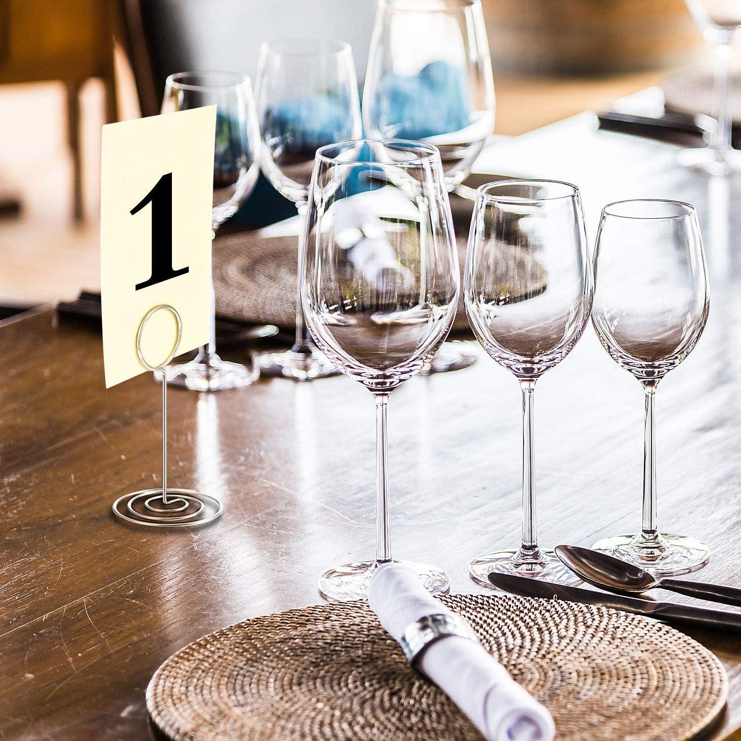 TecUnite 24 Pack 3.35 Inch Table Number Holder Place Card Wire Photo Holder Picture Name Menu Clips Memo Note Cards Stand for Wedding Reception Anniversary Birthday Party Centerpieces(Silver)