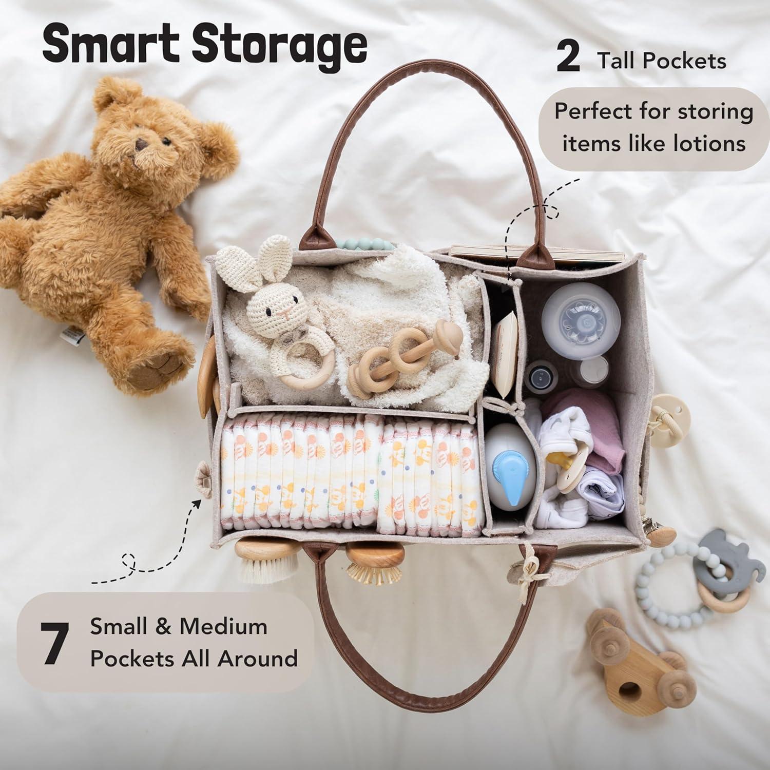 Lily Miles Baby Diaper Caddy Organizer - Nursery Storage Basket for Newborn Essentials - Shower Registry Gifts