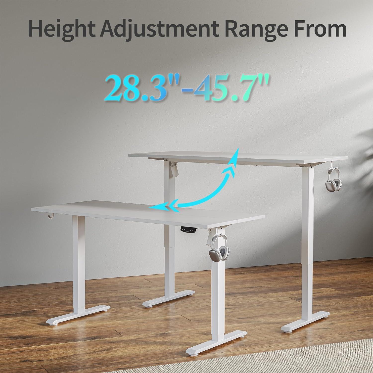 edx Electric Standing Desk, Height Adjustable Desk, 40 x 24 Inches Ergonomic Stand up Desk with Memory Preset and T-Shaped Metal Bracket for Home Office