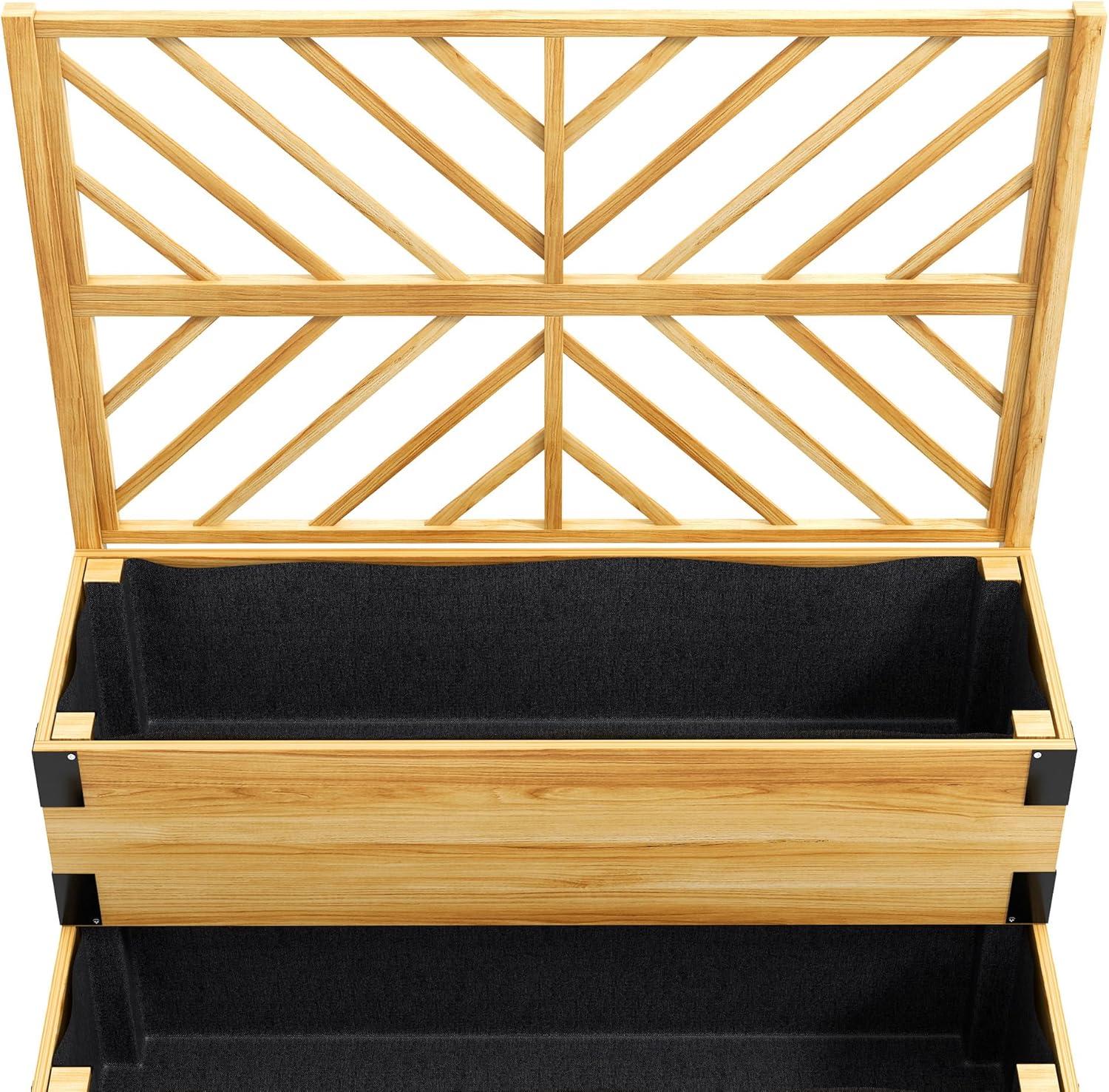 Outsunny Raised Garden Bed with Trellis, 2 Tier Wooden Elevated Planter Box with Legs and Metal Corners for Vegetables, Flowers, Herbs, Gray