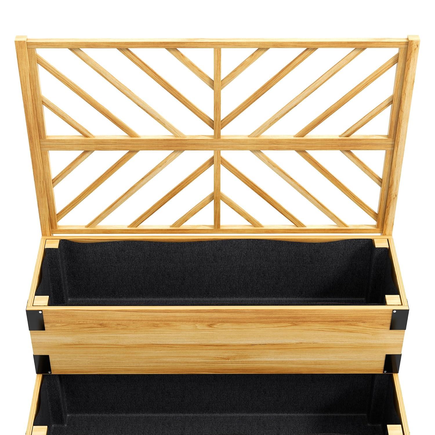 Outsunny Raised Garden Bed with Trellis, 2 Tier Wooden Elevated Planter Box with Legs and Metal Corners for Vegetables, Flowers, Herbs, Gray