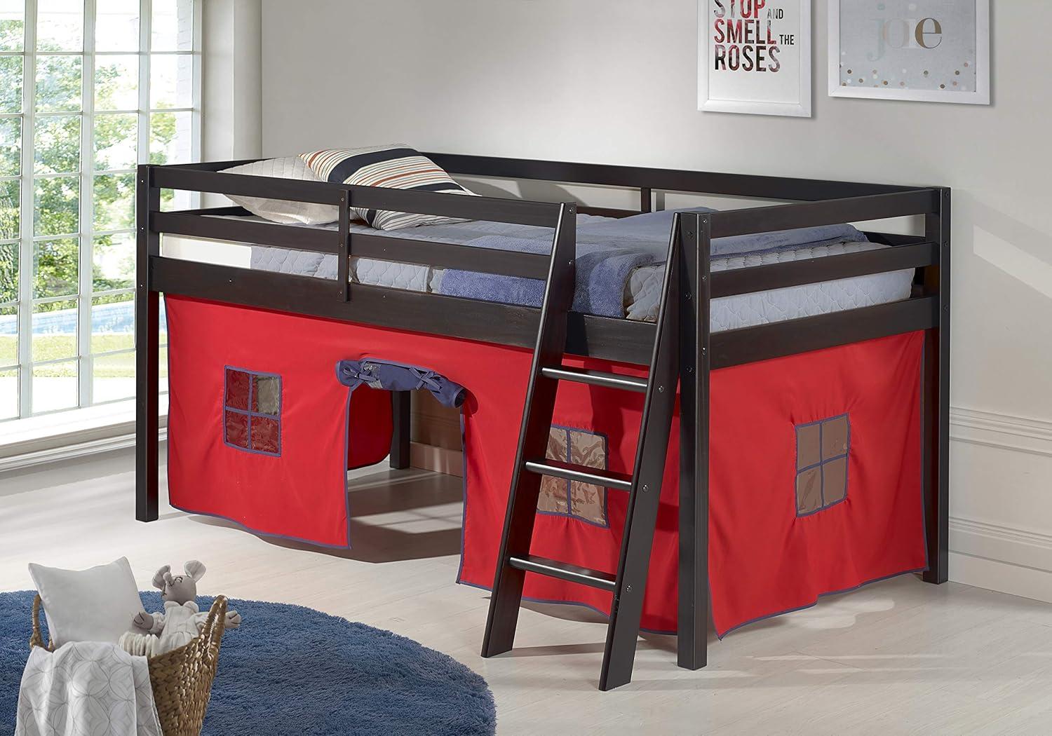 Alaterre Roxy Junior Loft - Espresso with Red and Blue Bottom Tent