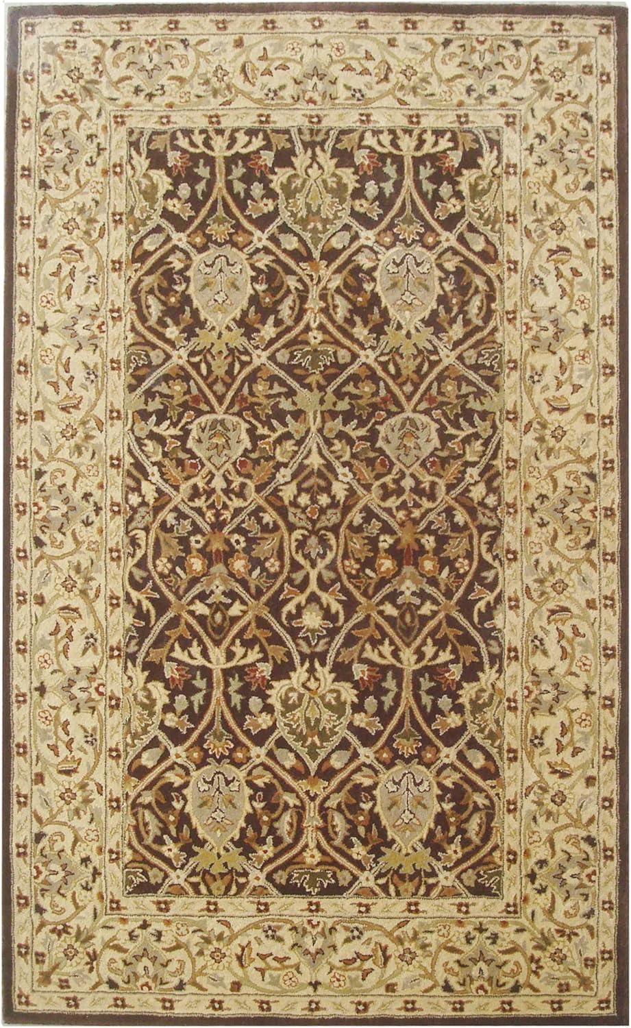 SAFAVIEH Persian Legend Adrian Floral Bordered Wool Area Rug, Brown/Beige, 4' x 6'