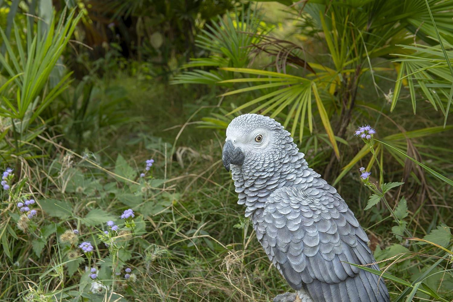 Hi-Line Gift Grey Gabon Parrot ON Stump