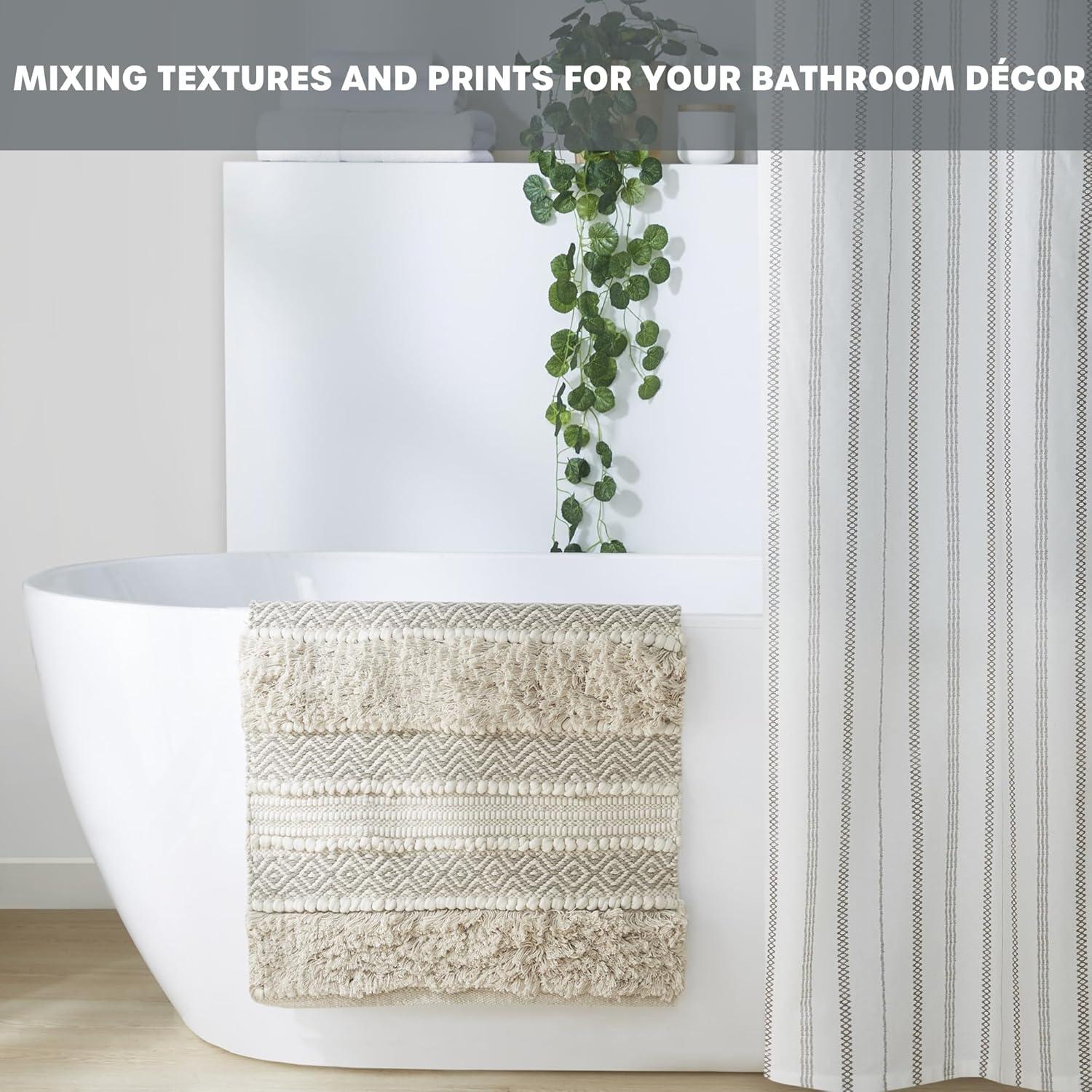 Asher Woven Textured Striped Bath Rug - Ink+Ivy