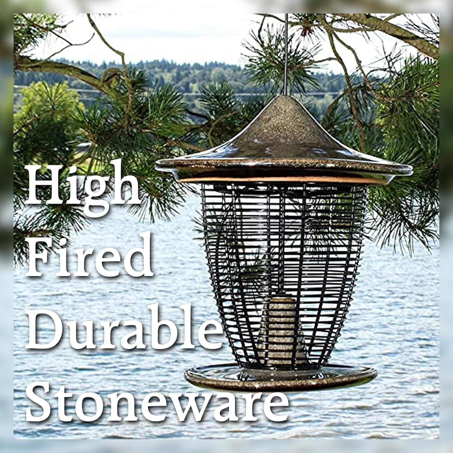 10 in. Sandy Granite Ceramic Feeder With Cage