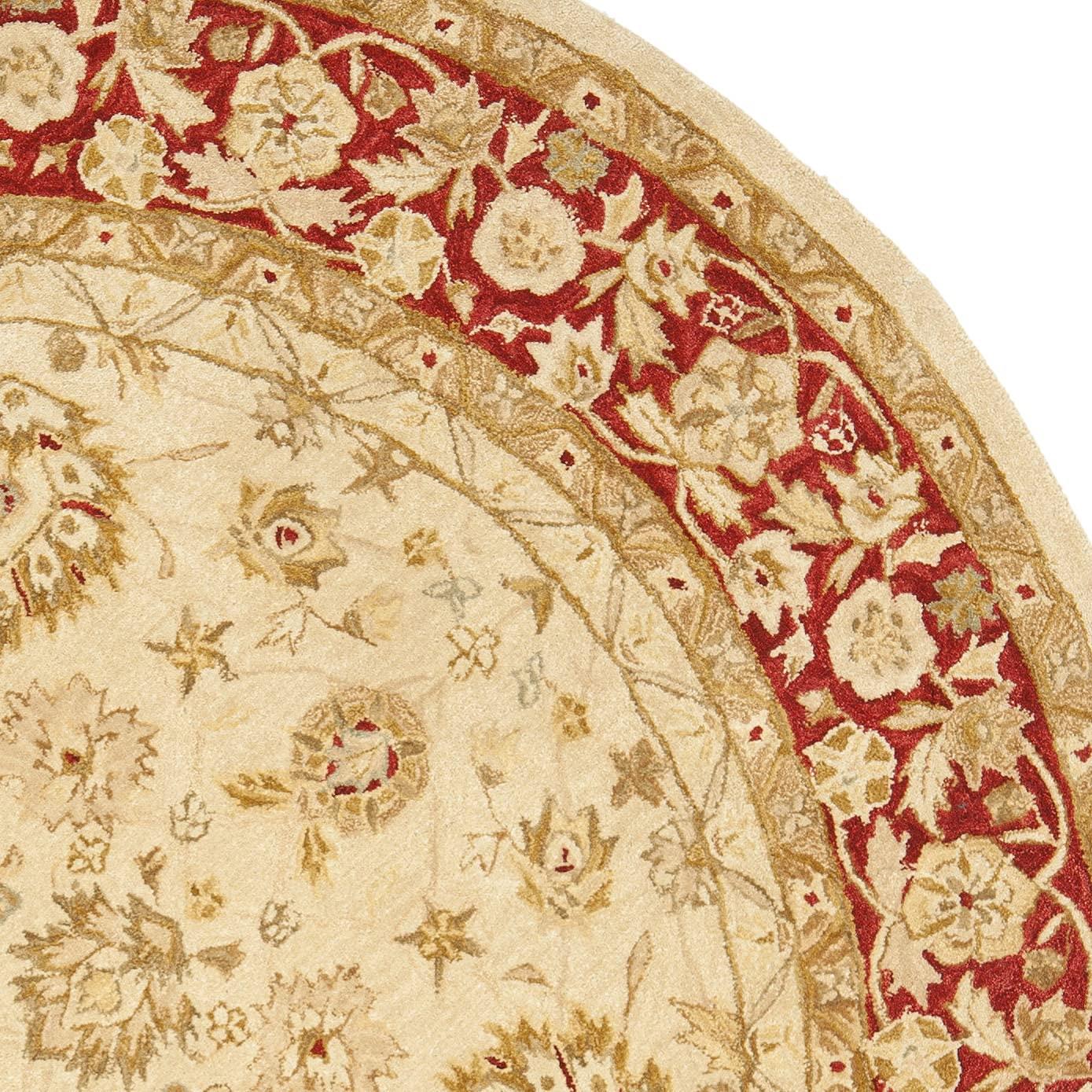 Anatolia AN522 Hand Tufted Indoor Area Rug - Ivory/Red - 8' Round - Safavieh