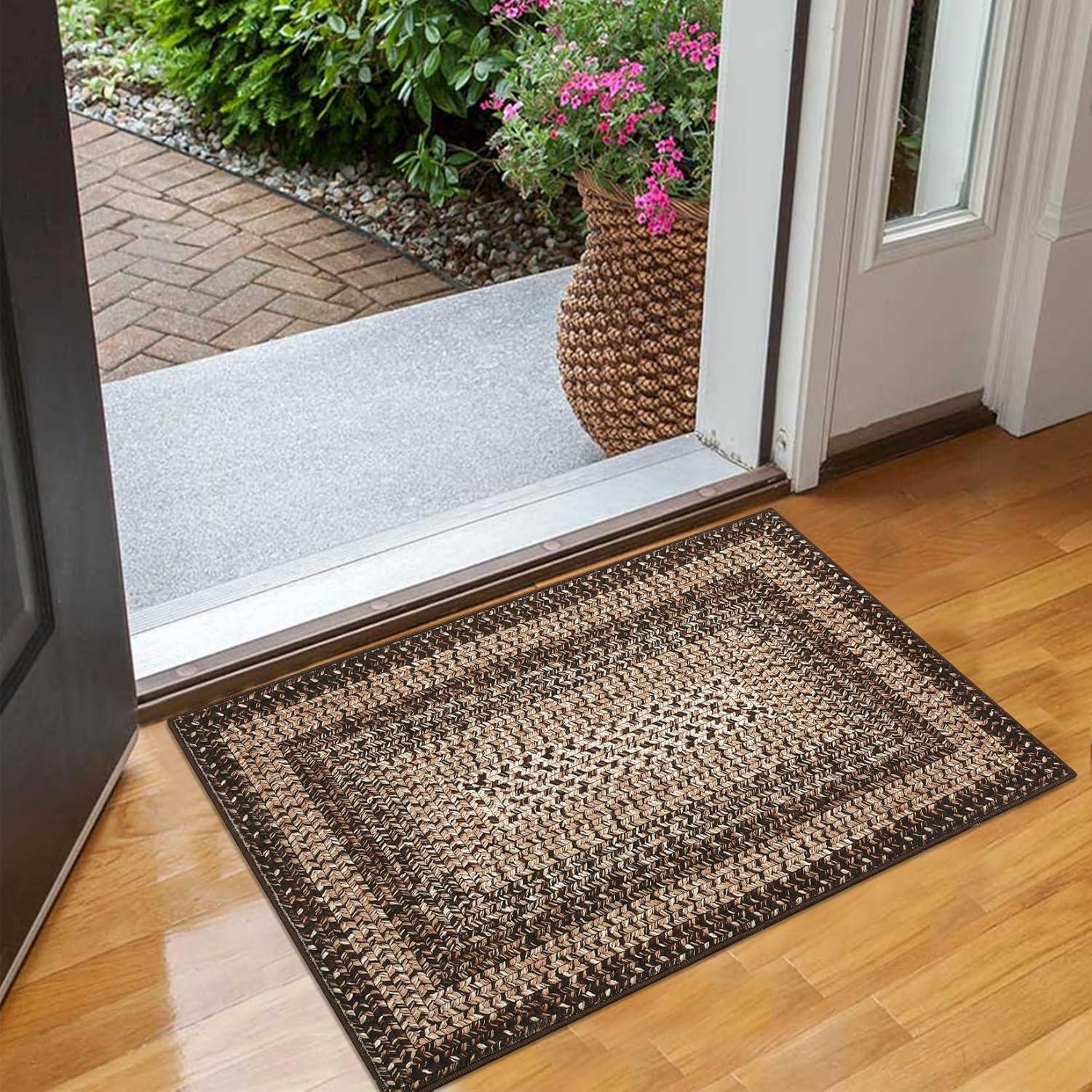 Bungalow Rose 8X10 Braided Print Area Rug Washable Rug