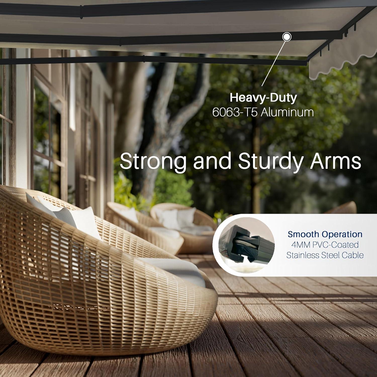 Semi-Cassette Patio Awning with LED Lights - Moroccan Collection
