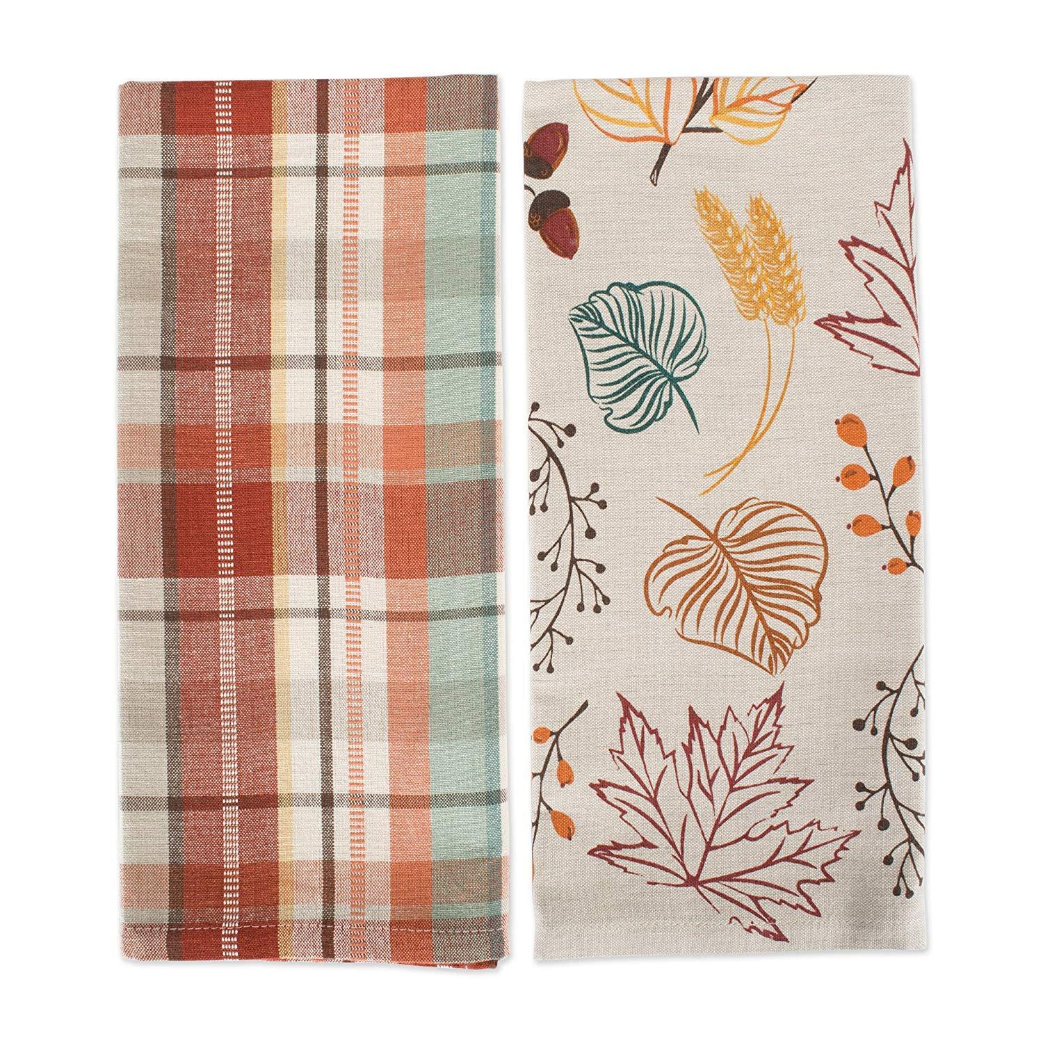 Design Imports Assorted Autumn Leaves Dishtowel (Set Of 2)