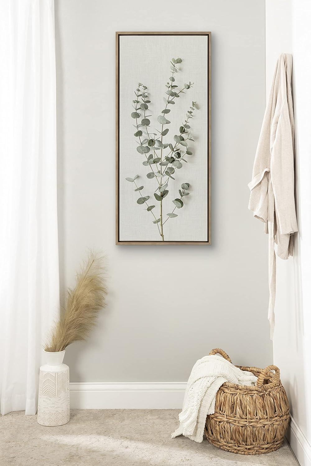 18" x 40" Sylvie Eucalyptus Botanical I Framed Canvas by Creative Bunch Gold - Kate & Laurel All Things Decor: Vertical Digital Art