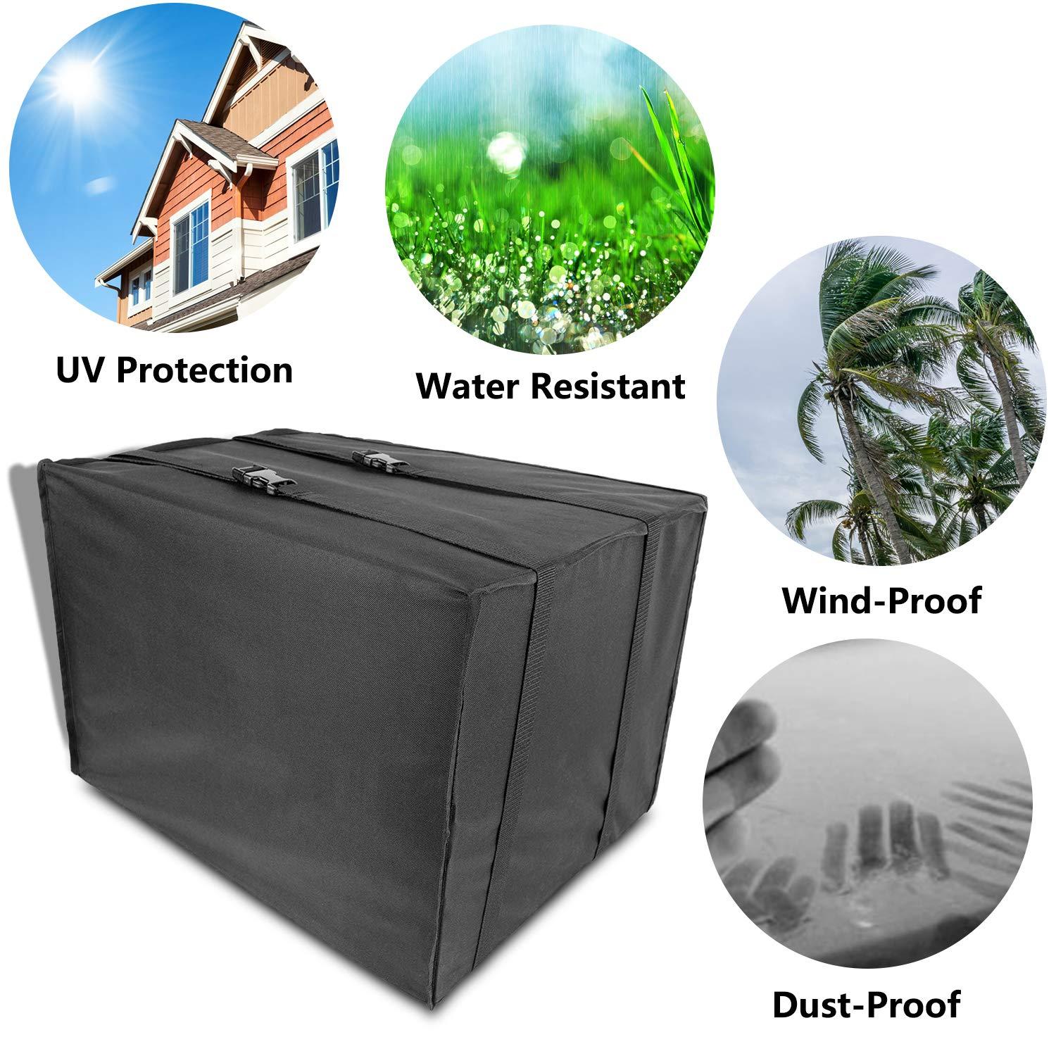 Aozzy Air Conditioner Covers For Window Units Ac Covers For Outside Unit Winter Outdoor Heavy Duty Waterproof Insulation Defender With Adjustable Straps 25.5"W x 17"H x 20.5"D Inches