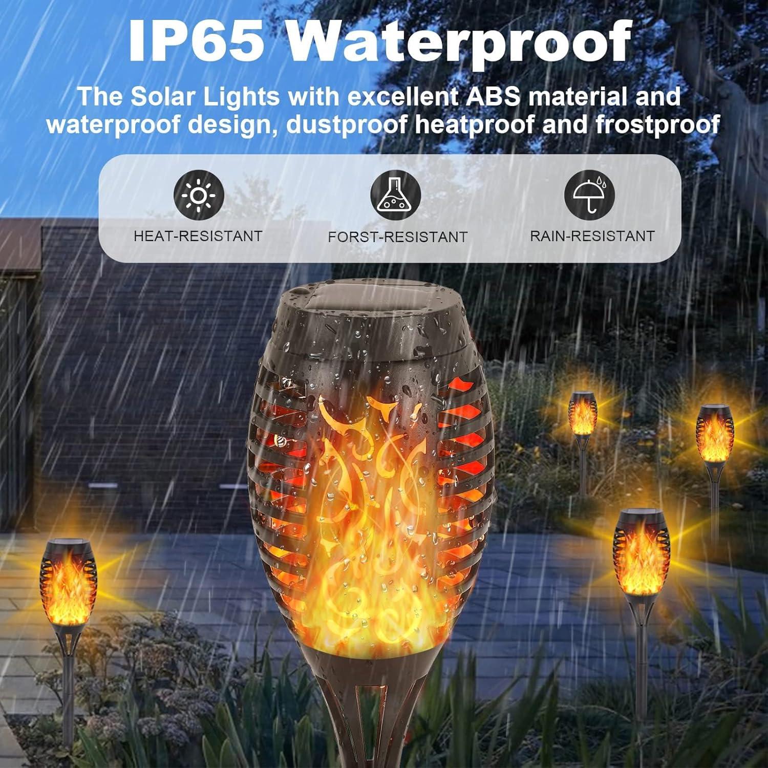 Solar Lights for Outdoor Torch Path Decor Landscape Lighting, Flickering Flame Waterproof 8 Pack