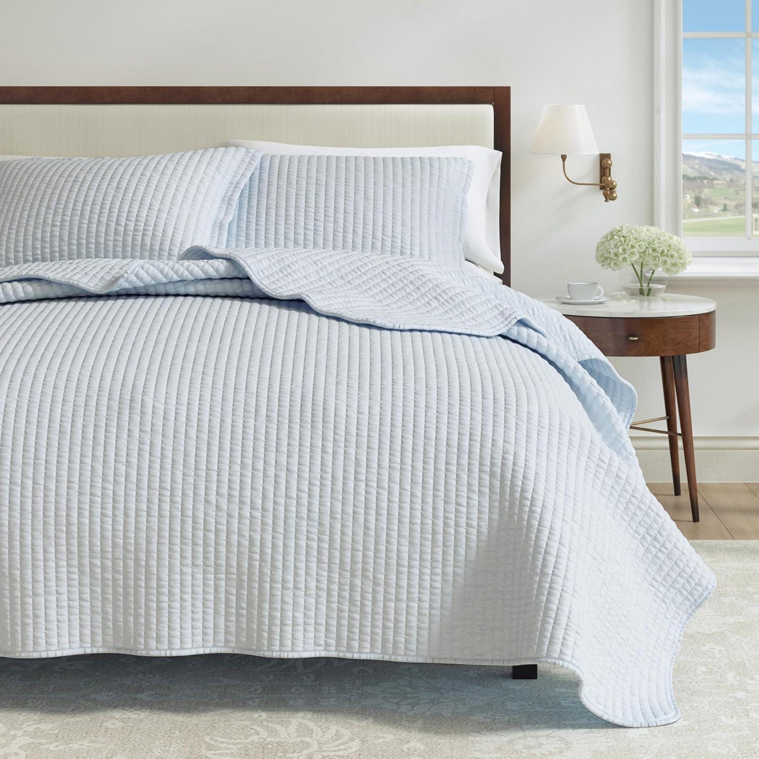 FreshFolds Modern & Contemporary Stripe Stitched Quilt Set with Shams
