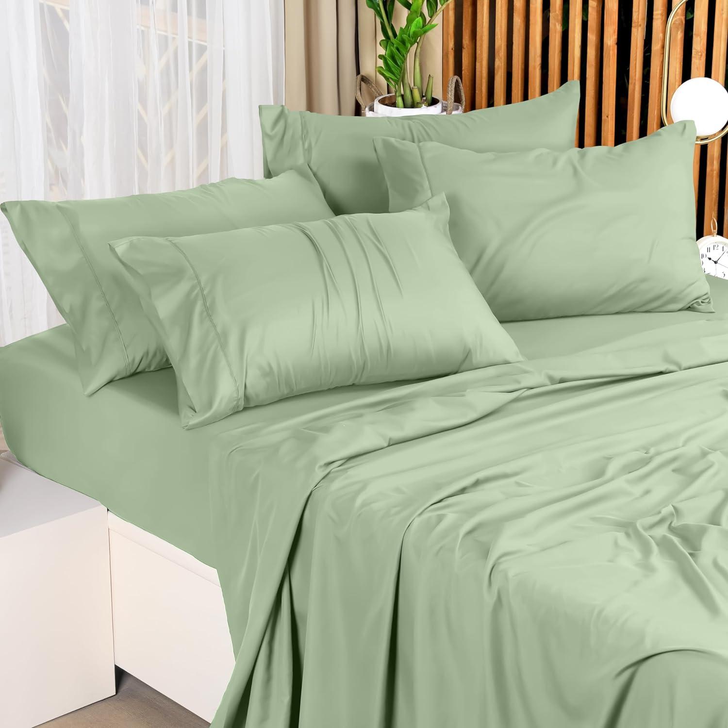 Sage Green Queen Microfiber 4-Piece Bed Sheet Set