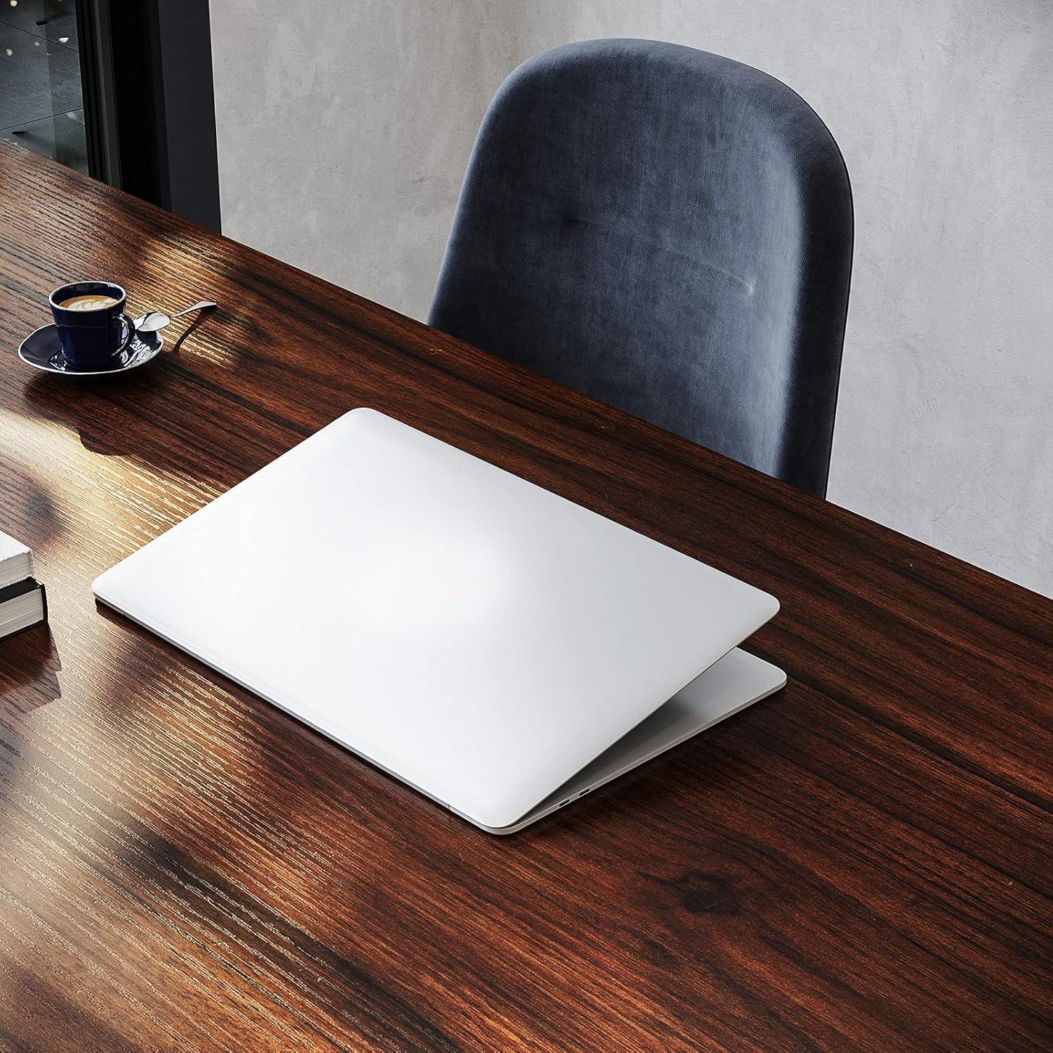 Deep Brown Rectangular Wood Computer Desk with Metal Frame