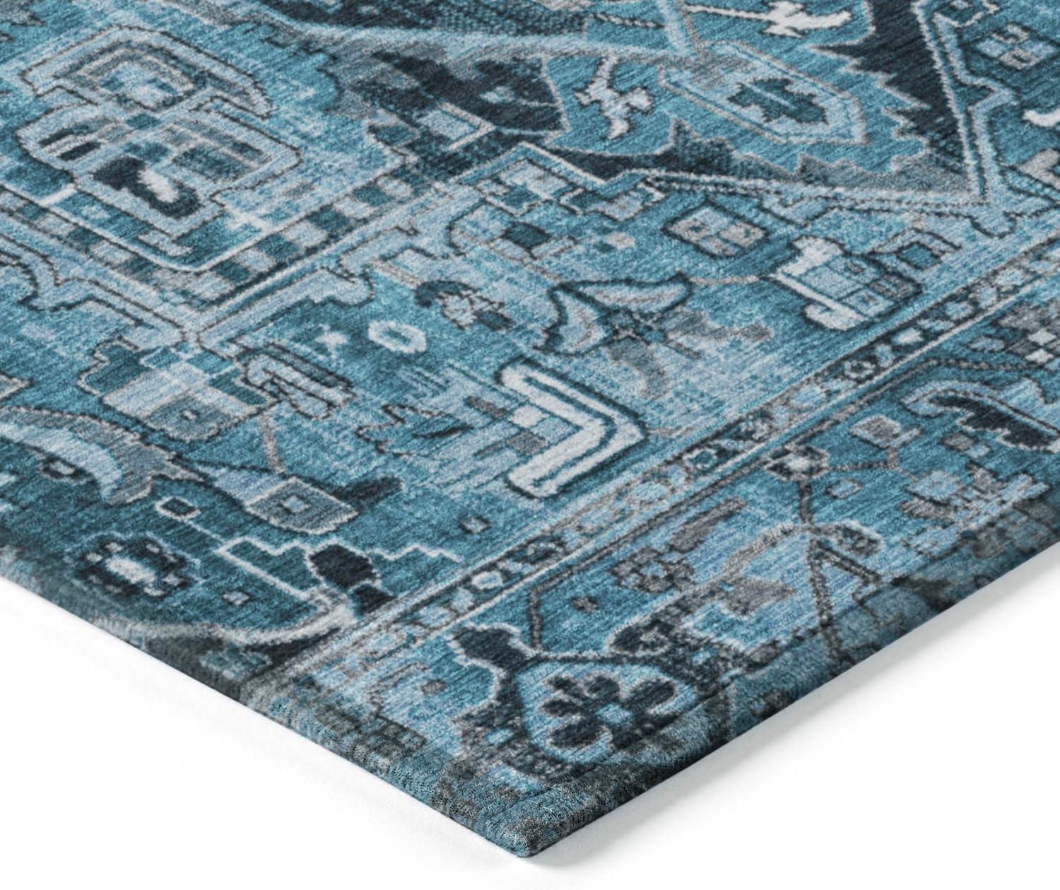 Blue 8' x 10' Synthetic Oriental Washable Area Rug