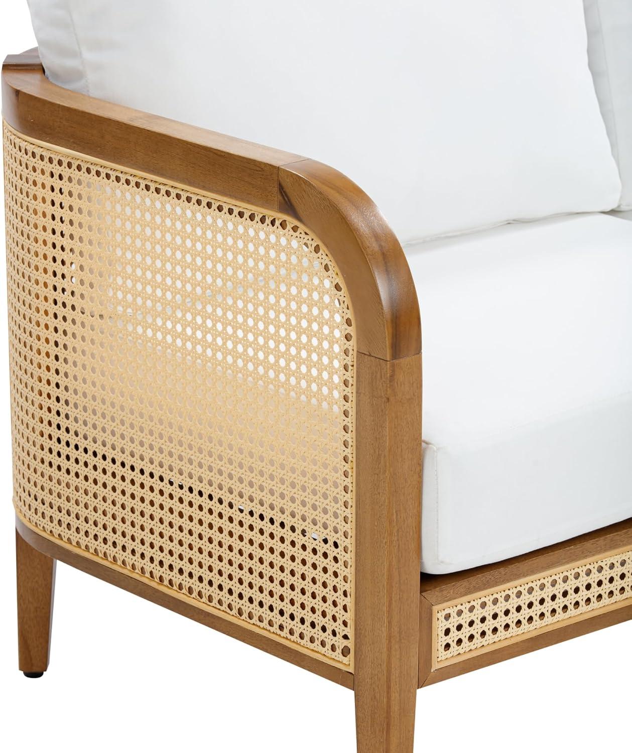 Nathan James Bohemian Outdoor Loveseat, Rattan Patio Sofa With Solid Wood Frame